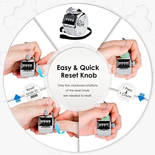 KTRIO Metal Handheld Tally Counter, 4-Digit Mechanical Clicker | Battery-Free Counter, 4-Digit Display, Durable Metal Casing, Portable Finger Ring, Multi-Use Clicker - style: 1 Pack