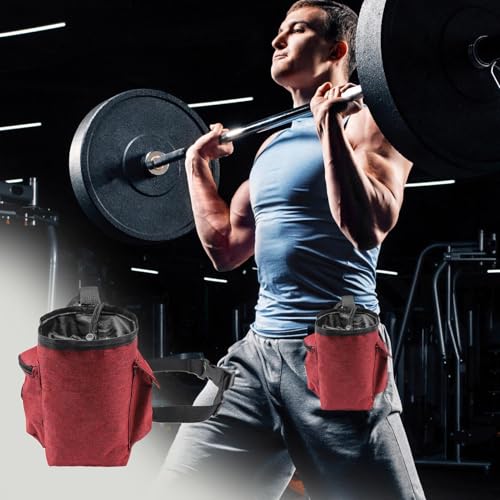 Rock Climbing Chalk Bag Adjustable Belt Gear Equipment | Chalk Organizer for Rock Climbing, Bouldering, Weightlifting, Gymnastics, Adults Women Men - color: Wine Red