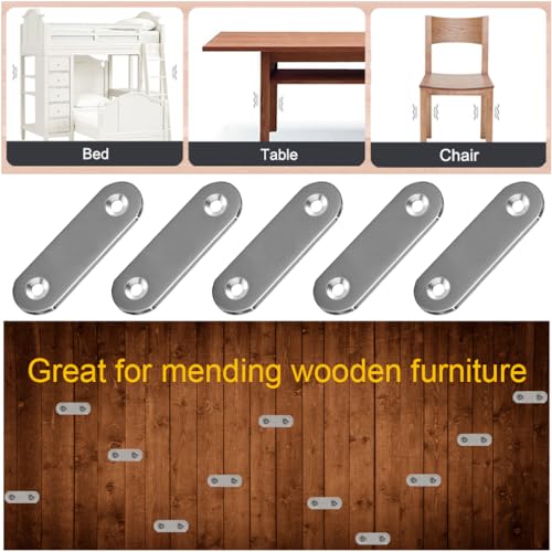 20PCS Straight Brace Brackets 2 Inch Stainless Steel Flat Mending Plates, Repair Fixing Joining Brackets for Wood Furniture with Screws - size: 1.81 inches (20 Pieces)