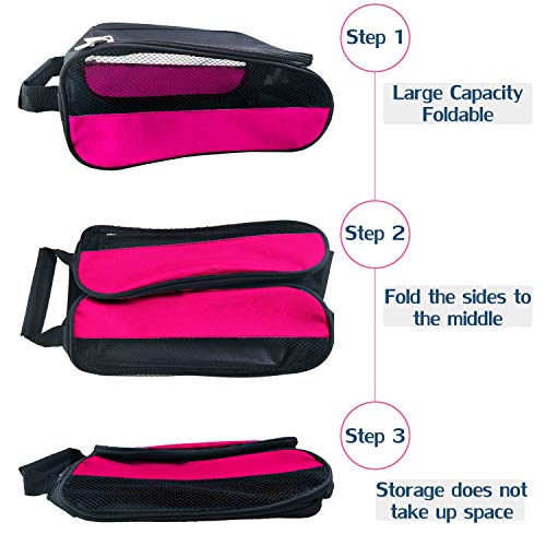 Golf Shoe Bag, Pink Golf Shoes Bags Women Outdoor Zippered Carrier Bags with Ventilation Sport Shoes Bag Travel Shoe Bags (Pink) - color: Pink