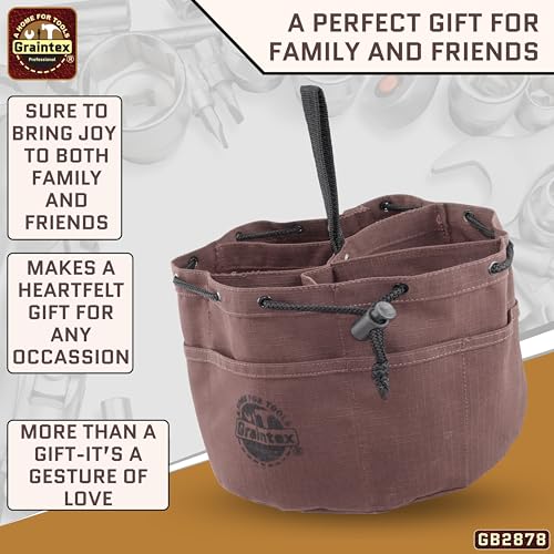 Graintex 18 Pockets Grab Bag Rip-stop Canvas Drawstring Closure, Small Part Organizer Pouch, Small Tools, Screws, Parts, Parachute Tool Bag for Efficient Storage - Coffee Brown - color: Coffee Brown