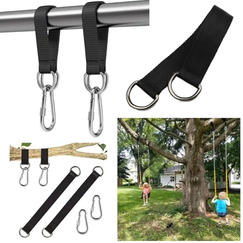 2 Pack Tree Swing Straps Hanging Kit 50cm 400lbs Heavy Duty Belt with Safer Lock Snap Hook Clip Carabiner Connector for Hammock Punching Bag Swings Chair Seat Gym Bar Handle Cable Outdoor