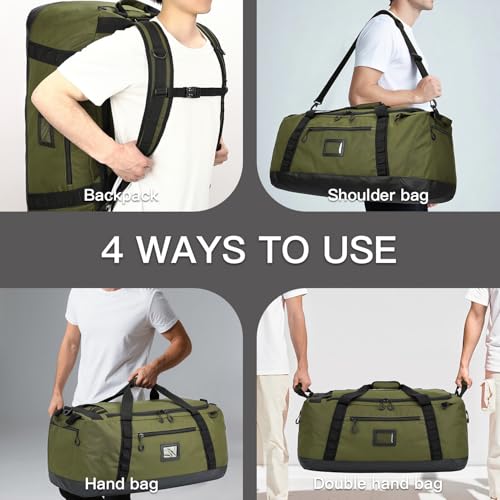TUGUAN 100L Extra Large Travel Duffle Bag Backpack for Men, 3 in 1 Sports Duffel Bags W/Adjustable Shoulder Strap & Dividers Gym Equipment/Gear Weekend Overnight Bag for Trip Camping Hiking, XL Green - color: Green