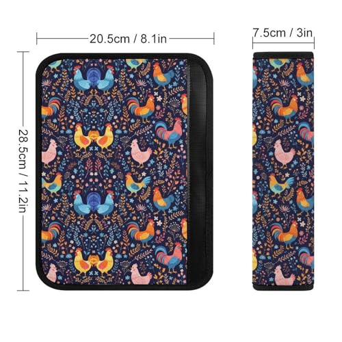 1 Pair Universal Soft and Comfortable Seat Belt Shoulder Pad for Adult Use, Stroller Pushchair High Chair, Chicken Floralpattern Neck Strap Covers, Anti-Slip Pad - color: Pattern 1204