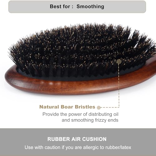 BESTOOL Hair Brush, Boar Bristle Hair Brushes for Women Men Kids, Boar Bristle Brush for Hair Smoothing, Everyday Brush Enhances Shine & Health - color: Brown
