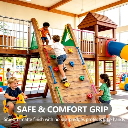 Monkey Bars Indoor Playground Handles 17inch, Heavy Duty Ceiling Grab Bars for Climbing Frames, Wall Ladders, Treehouses and Swing Set Accessories (6-Pack) - color: Green