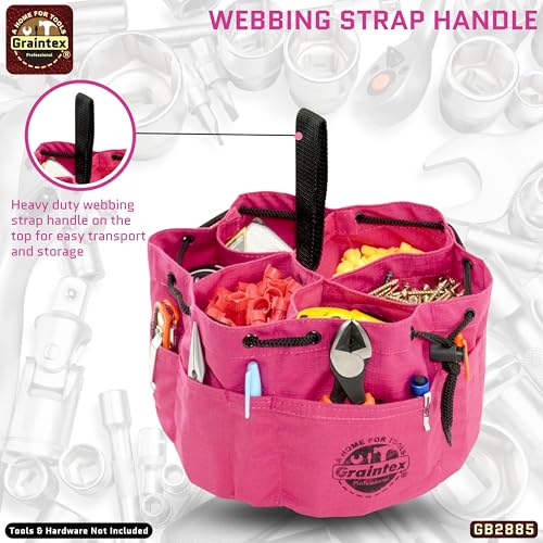 Graintex 18 Pockets Grab Bag Rip-stop Canvas Drawstring Closure, Small Part Organizer Pouch, Small Tools, Screws, Parts, Parachute Tool Bag for Efficient Storage - Pink - color: Pink