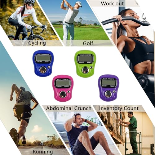 4 PCS Electronic Finger Counter, 5 Digit Number and LCD Electronic Digital Display, Resettable Hand Tally, Counting for Golf, Goods Counting, Lap, Knitting
