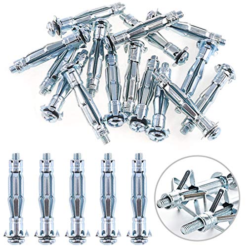 Glarks 30Pcs 6x52MM Heavy Duty Zinc Plated Steel Molly Bolt Hollow Drive Wall Anchor Screws Set for Drywall, Plaster and Tile (M6x52) - size: 6x52mm