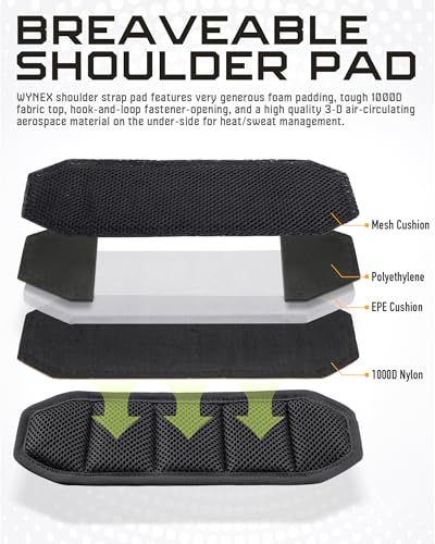 WYNEX Shoulder Strap, 55 inch Universal Bag Strap Replacement with Pad | Single Shoulder Strap with Detachable Thick Pad, Crossbody Bag Strap for Tactical Pouch Tool Bag Messenger Bag Luggage Duffle - color: Black, size: 1.5“ Strap