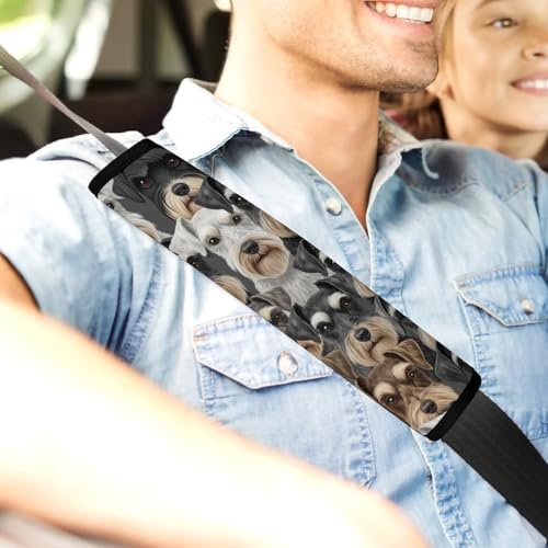 2 Pack Universal Fit Car Seat Belt Pad for Adult Use, All Vehicles, Schnauzer Dog Seat Belt Covers Cushion, Anti-Slip Pad - color: Pattern 476