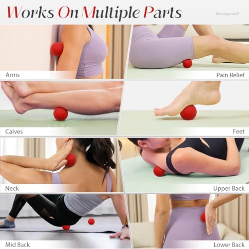 SUBCULTUREPICK Massage Lacrosse Balls for Myofascial Release,Yoga Deep Tissue Massage,Trigger Point Therapy and Foot Plantar Fasciitis,Muscle Soreness Massager Ball (2 Packs) (Red) - color: Red