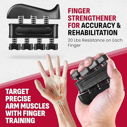 Grip Strength Trainer Kit, 4 Pack Hand Gripper Strengthener with Adjustable Resistance, Forearm Exerciser, Finger Strengthener & Stress Relief Ball for Muscle Building & Injury Recovery