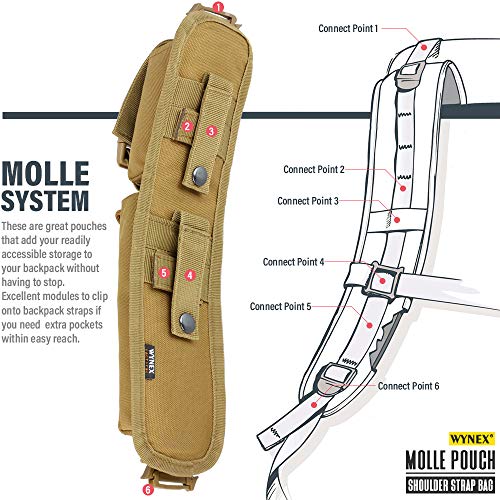 WYNEX Tactical Molle Accessory Pouch, Backpack Shoulder Strap Bag Shoulder Tape Additional Bag Multifunctional Hunting Tools Pouch - color: Khaki (upgraded) - 1 Pack