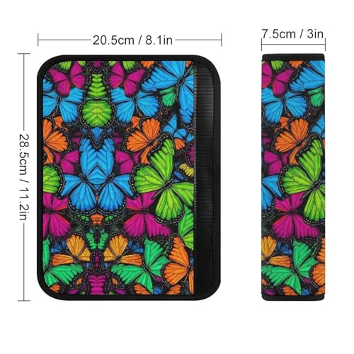 2 Piece Vibrant Rainbow Butterflies Car Seat Belt Pad Breathable Seat Belt Cushion for Child, Stroller Pushchair High Chair, Easy Install (No Tool) - color: Pattern 597