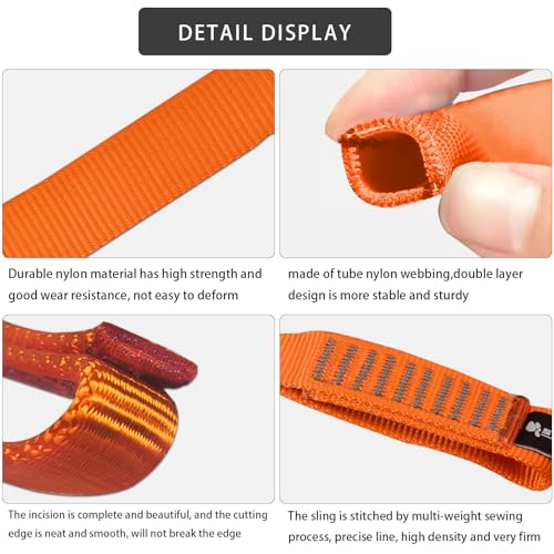 SEPEAK 25mm Nylon Tubular Webbing 1-Inch, 29kN/6520lbs, UIAA Certified Webbing Straps - color: Orange, size: 30cm / 12inch | Pack of 3