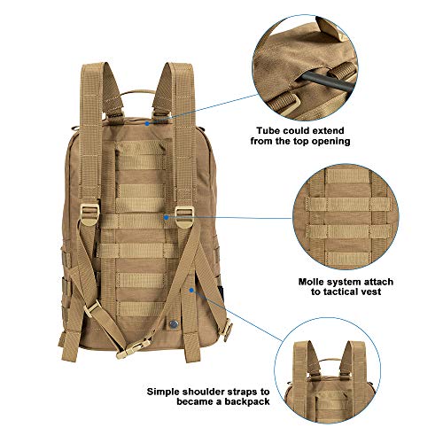 EXCELLENT ELITE SPANKER Outdoor Hydration Backpack Bundle Packs Water Bladder Carrier for 3L Water Bladder - color: Coyote Brown