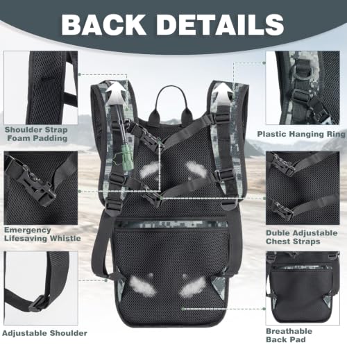 Hydration Backpack, Tactical Molle Water with 3L TPU Water Bladder | Lightweight Military Hydration Daypack for Hiking, Running, Cycling, Climbing, Biking, 105 oz, Breathable Back Panel - color: Black Camouflage