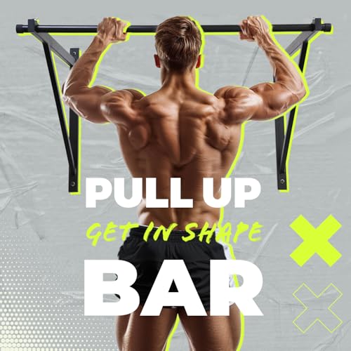 ECOTRIC 46'' Wall Mounted Pull Up Bar Chin up Bar Doorway Exercise Bar | Upper Body Gym Workout Bar Heavy Duty Training Fitness Home Heavy Duty 500lbs