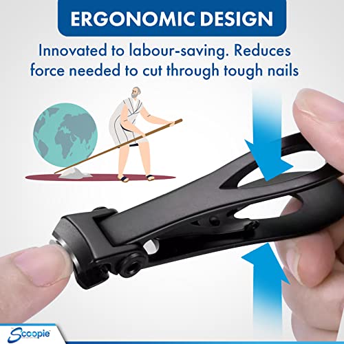 15mm Wide Jaw Stainless Steel Nail Clippers - Men & Women - Black Mini | Toenail clippers and fingernail clipper with nano fiber file, manicure pedicure set for adults, compact travel grooming tool - size: Medium