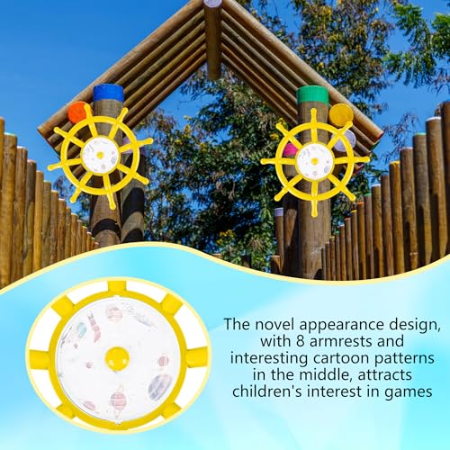 Kids Playground Accessories Outdoor Plastic Steering Wheel Playset Pirate Ship Wheel for Playhouse Garden Backyard Tree House - color: Yellow Set 1