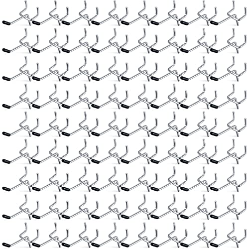 Moxweyeni 100 Pcs Pegboard Hooks Peg Board Organizer Accessories Holders Hanging Stainless Steel Display Wall Hooks for 1/8 and 1/4 Pegboard Wall for Garage Storage Tools(2 Inch) - size: 2 Inch