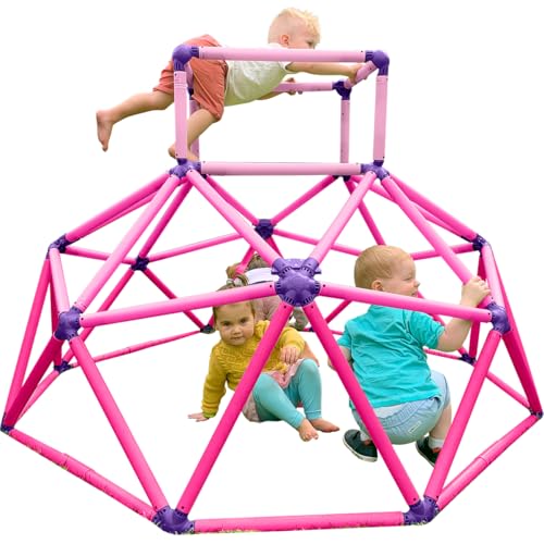 Eezy Peezy Climber with Top - Active Indoor Outdoor Play Set Climbing Dome Equipment Toys - Fun for Kids Ages 3 to 6 Years Old, Pink - color: Pink