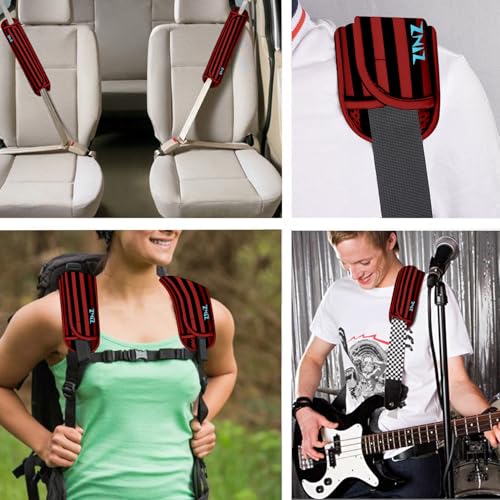 ZINZ Ultra Thick & Breathable Universal Shoulder Pad Cushion for Bag - Long & Comfort - color: Black Red Black Stripes