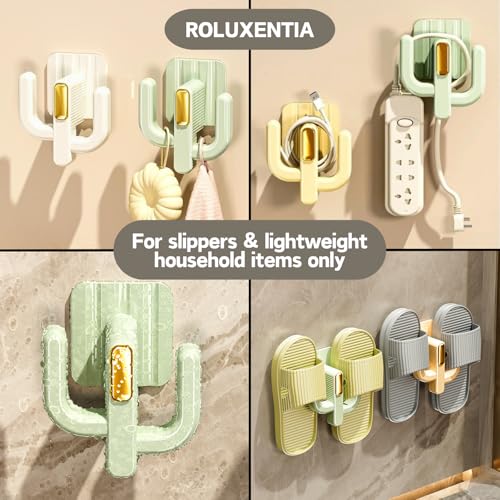 4 Pack Wall Mounted Shoe Rack - Premium Hanging Shoe Organizer Shelf with Sticky Hanging Mounts, Door Shoe Hangers with Hooks for Slippers Storage, White & Green
