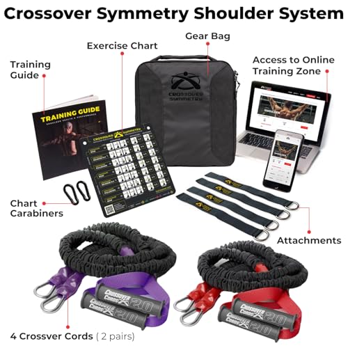 Crossover Symmetry Shoulder System Includes Two Sets of Resistance Bands Attachments Training Guide Exercise Chart Online Workouts for Home Fitness Rehab Rotator Cuff Exercises - style: Athletic Squat Racks
