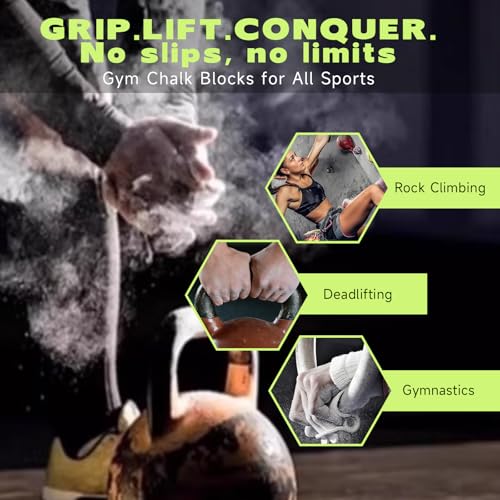 Gym Chalk Magnesium for Weight Lifting Chalk Powder，Magnesium Carbonate Athletic Chalk Block 8 Pcs Gifts for Rock Climbers Excellent Grip, Chalk Block for Gymnastics, Bouldering,Rock Climbing