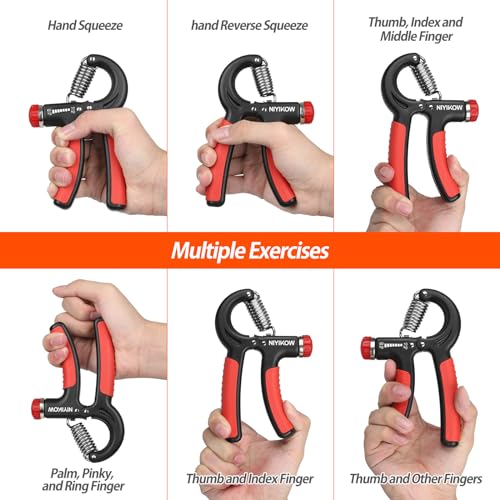 NIYIKOW Grip Strength Trainer, Hand Grip Strengthener, Grip Strengthener, Adjustable Resistance, Forearm Strengthener, Perfect for Musicians Athletes - color: Orange-1Pack