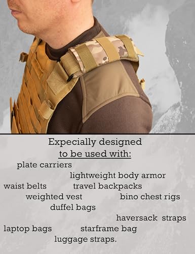 Shoulder Strap Pad for Optimal Weight Distribution, Plate Carrier Shoulder Pads with Velcro, Backpack Strap Pads, Shoulder Strap Cushion for Tactical and Weighted Vests, Body Armor, Waist Belts - color: Camo