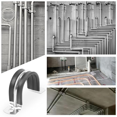 1 Inch Reinforced Rigid Pipe Strap, 2 Holes U Bracket Cable Clamp Hanger, Rubber Cushioned Insulated Clamp, Conduits Strap Clamps for Pipe Fixing on Various Surfaces, 10 PCS(25mm) - size: 1 inch (10 pcs)