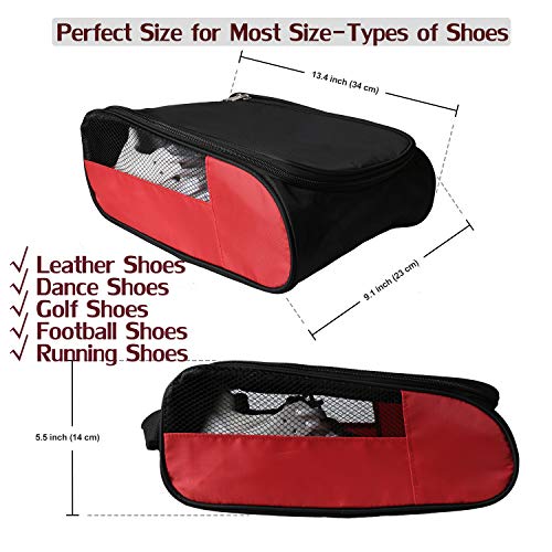 Outdoor Golf Shoes Bags Travel Shoes Bags Zippered Sport Shoes Bag (Red) - color: Red