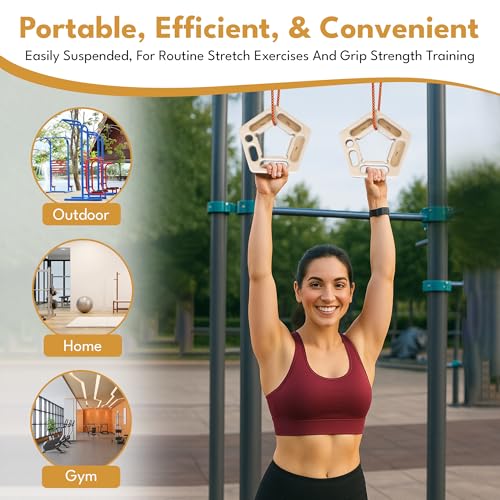 Climbing Hangboard and Finger Hanging Holds - Fingerboard for Strength Training - Rock Climbing Grip Strengthening Holds - Hang Board and Hand Holds with Suspension Chord Ropes and Chalk