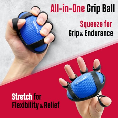 FitBeast Grip Strength Trainer, Hand Gripper Strengthener Kit - 6 Pack with Adjustable Resistance Forearm Strengthener, Forearm Exerciser and Massage Balls for Hand Therapy, Grip Training - color: Navy Blue