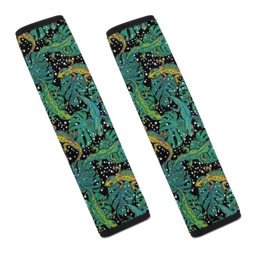 2PCS Reptiles Lizard Palm Car Seat Belt Pad Universal Fit Seat Belt Covers Cushion for Kids, Car Seats Pushchair Strollers High Chair Pushchair, Easy Install (No Tool) - color: Pattern 174