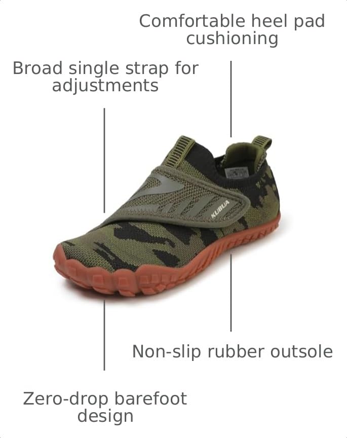 KUBUA Versatile Kids Water Shoes Boys Girls Quick Dry Swim Aqua Socks | Wide Toe Box, Lightweight, Barefoot-Style, Breathable, Beach, Pool, Kayak, Water Parks, Hiking, Toddler, Little Kid, Big Kid - color: Green, size: 10.5 Little Kid
