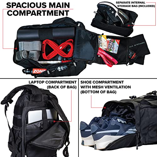 SERIOUS STEEL FITNESS Tactical Backpack and Gym Bag 1000D Nylon Black - color: Black, style: Backpack (Tactical)