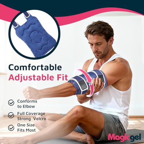 Magic Gel Elbow Ice Pack Wrap - Reusable and Adjustable Arm Sleeve for Cold Compression - Pitchers Tennis Players Baseball Players Men Women - Easy to Freeze - style: Elbow Ice Pack