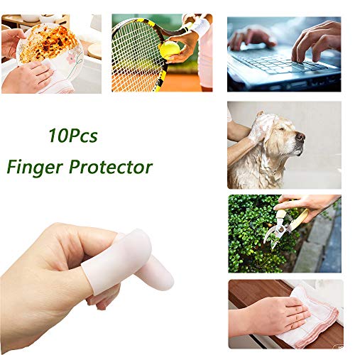 Kris-kikomy Gel Finger Protectors Finger Caps Silicone Fingertips Protection - Finger Cots Great for Trigger Finger, Finger Arthritis, Finger Cracking and Other Finger Pain Relief (Small) - size: Small (Pack of 10)