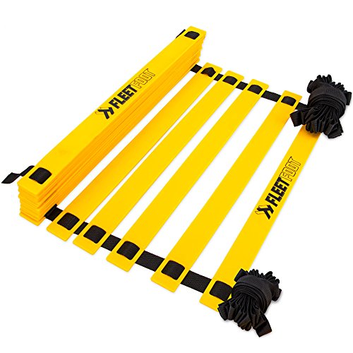 Crown Sporting Goods Fleetfoot Speed & Agility Training Ladder – 6, 10, 16, or 20 Rung Rope Equipment for Athletic Footwork & Sports Drills (3m / 6 Rungs)