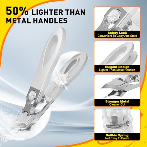 Toenail Clippers for Thick Toenails, Wide Jaw Opening Nail Clippers for Men, Heavy Duty Ingrown Toenail Clippers Nail Cutters, Eagle Beak Slanted Nail Clippers，3-Piece Set with Case - size: 2PCS Slanted & Curved