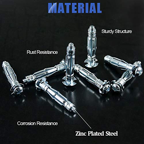 Glarks 30Pcs 6x52MM Heavy Duty Zinc Plated Steel Molly Bolt Hollow Drive Wall Anchor Screws Set for Drywall, Plaster and Tile (M6x52) - size: 6x52mm