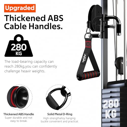 Exercise Handles, Cable Machine Handles for Gym Cable Attachments Training | 2 Pack Heavy Duty Handle with Non Slip Grip for Cable Machines, Pull Down Workouts, Resistance Bands and Home Gym Equipment - color: 1-Black Red