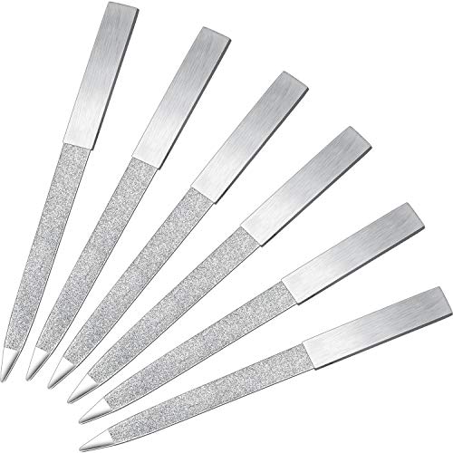 Mudder 6 Pieces Diamond Nail File Stainless Steel Double Side Nail File Metal Buffer Women Men Fingernails Toenails Manicure for Salon and Home, Silver(5 Inch) - size: 5 Inch (Pack of 6)
