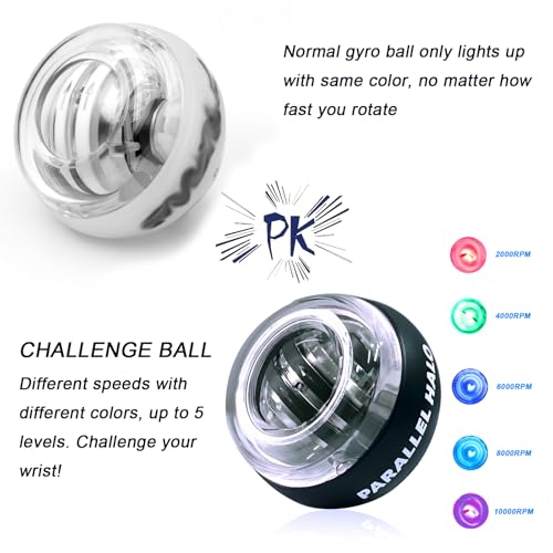 Power Wrist Ball AUTO Start Gyro Ball with LED Lights Forearm Exerciser Wrist Strengthener for Strengthening Muscle and Bones - color: White
