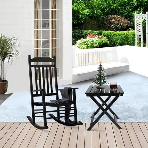 Outdoor Wooden Side Table, Folding Patio End Table Set of 2, Small Square Furniture Table for Adirondack Chair, Balcony, Porch, No Assembly, Black - color: S-black-2