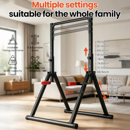 DOBESTS Power Tower Pull Up Bar Free Standing, Foldable Pull Up Station - color: Black Style 2 - Pull Up Bar